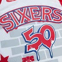 Men's Mitchell & Ness x Tats Cru White Philadelphia 76ers Hardwood Classics Fashion Jersey