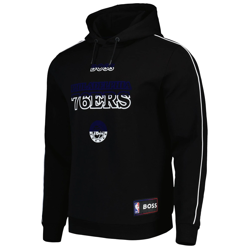 Sweat à capuche enfiler triple mélange NBA x Hugo Boss pour homme Philadelphia 76ers Team Bounce noir