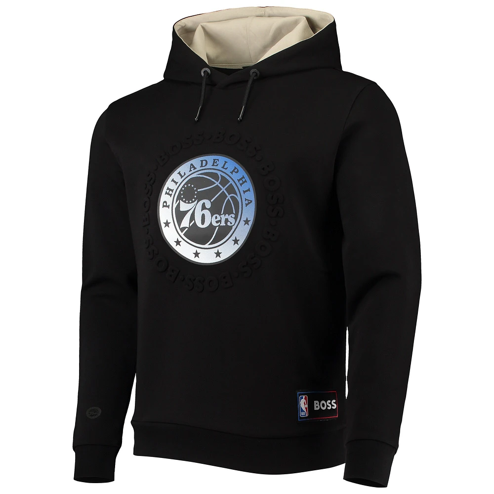 Sweat à capuche NBA x Hugo Boss Charcoal Philadelphia 76ers Bounce Logo Tri-Blend pour homme