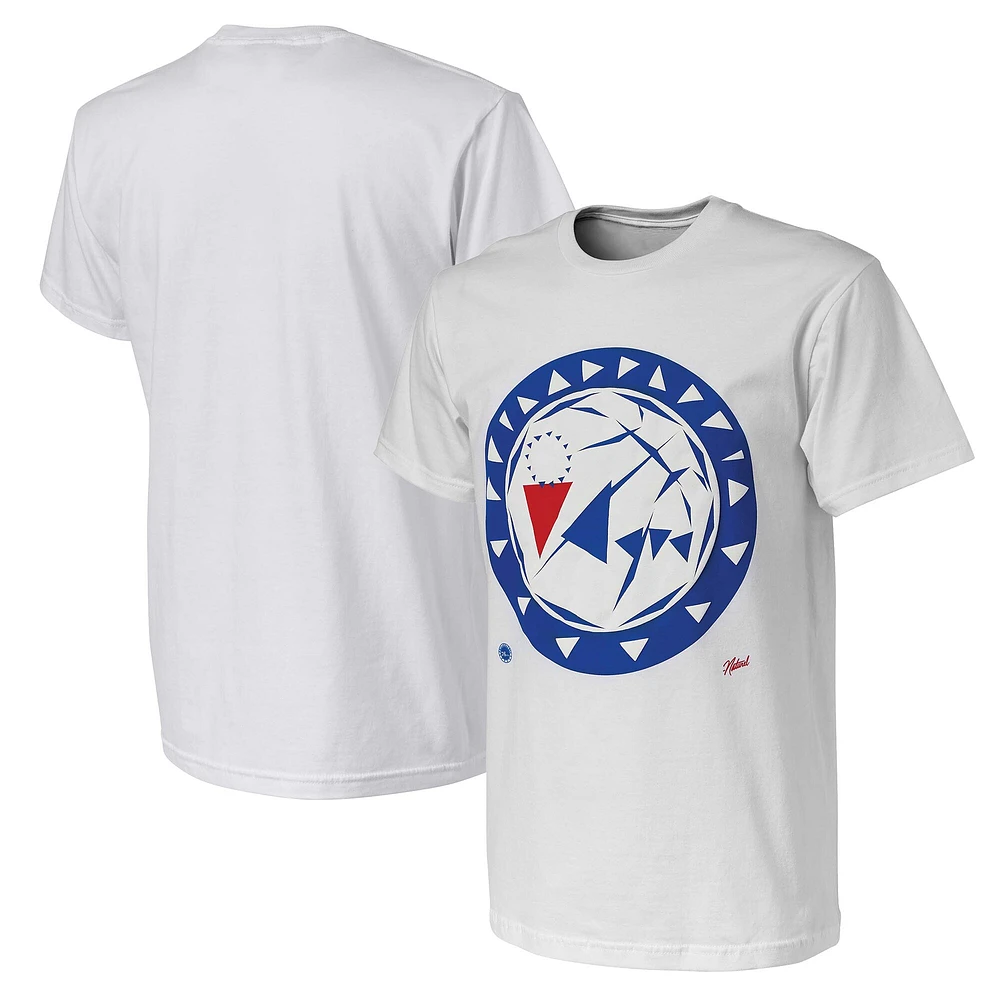 T-shirt sans identification de l'appelant des Philadelphia 76ers NBA x Naturel White pour homme