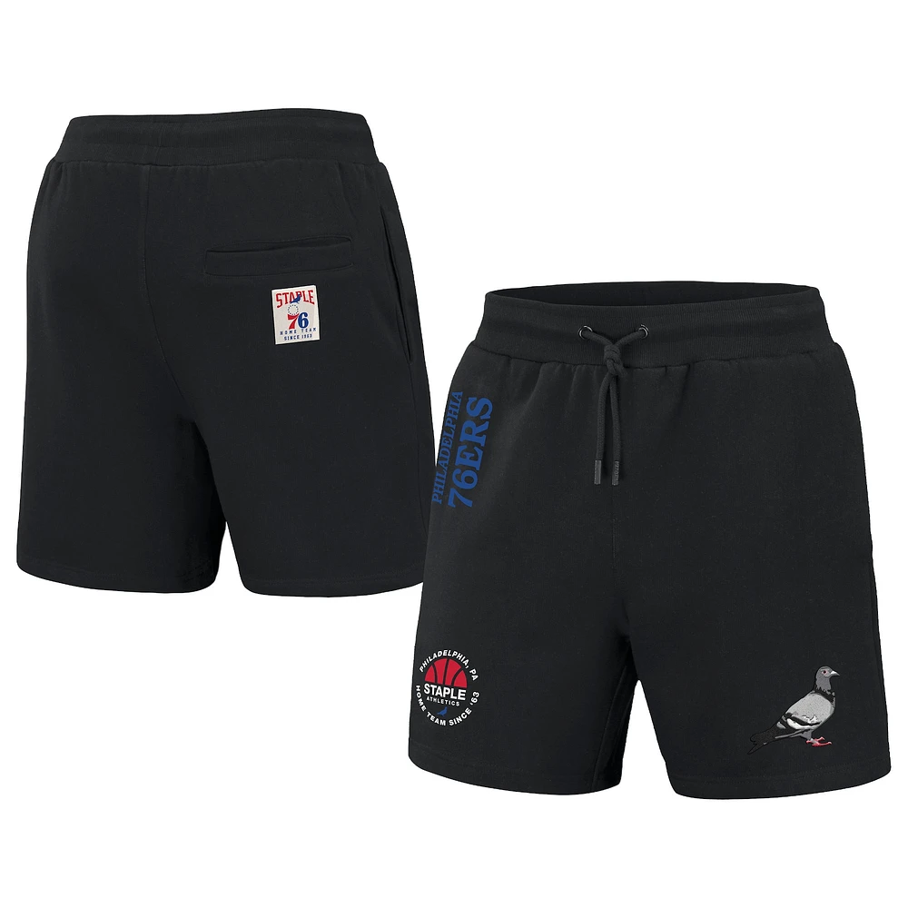 Short NBA x Staple noir pour homme des Philadelphia 76ers Pigeon Home Team