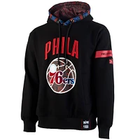 Sweat à capuche de qualité supérieure NBA x Two Hype pour homme, collection Culture & Hoops des Philadelphia 76ers, noir