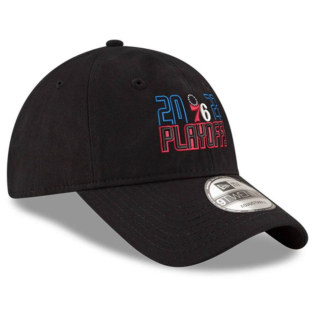 Casquette réglable noire New Era pour hommes des Philadelphia 76ers 2022 NBA Playoffs Bubble Letter 9TWENTY