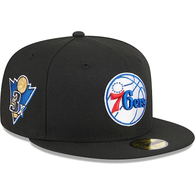 Casquette ajustée New Era Philadelphia 76ers 3-Time Champions Commémorative Side Patch 59FIFTY pour homme