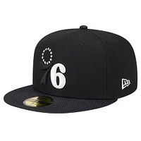 Men's New Era Black Philadelphia 76ers Active Satin Visor 59FIFTY Fitted Hat