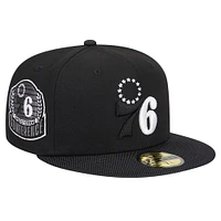 Men's New Era Black Philadelphia 76ers Active Satin Visor 59FIFTY Fitted Hat