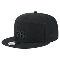 Men's New Era Black Philadelphia 76ers Adventure Canvas Split Panel 9FIFTY Snapback Hat