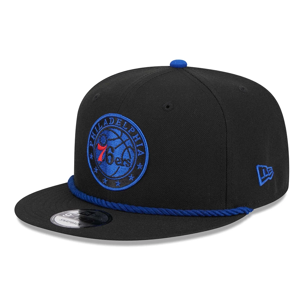 Casquette Snapback 9FIFTY noire Philadelphia 76ers Back Laurels New Era pour homme