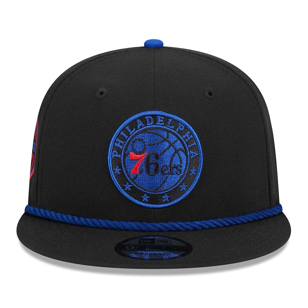 Casquette Snapback 9FIFTY noire Philadelphia 76ers Back Laurels New Era pour homme