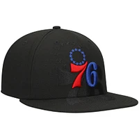 Men's New Era Black Philadelphia 76ers Blackout Shadow Logo 59FIFTY Fitted Hat