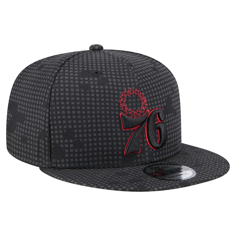 Casquette Snapback 9FIFTY Midnight Ink Pop Outline de Philadelphie 76ers pour homme New Era noire