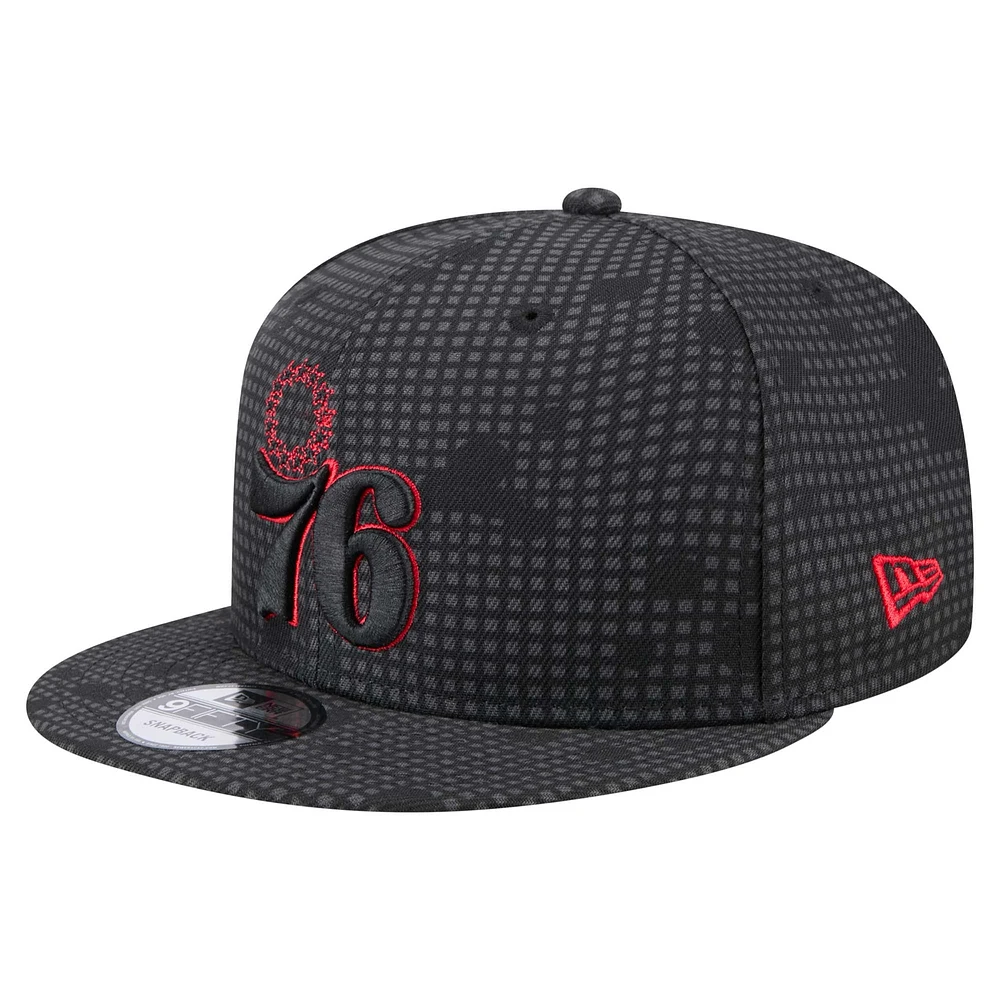 Casquette Snapback 9FIFTY Midnight Ink Pop Outline de Philadelphie 76ers pour homme New Era noire