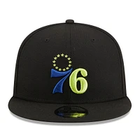 Casquette Snapback New Era Philadelphia 76ers Neon Pop 9FIFTY noire pour homme