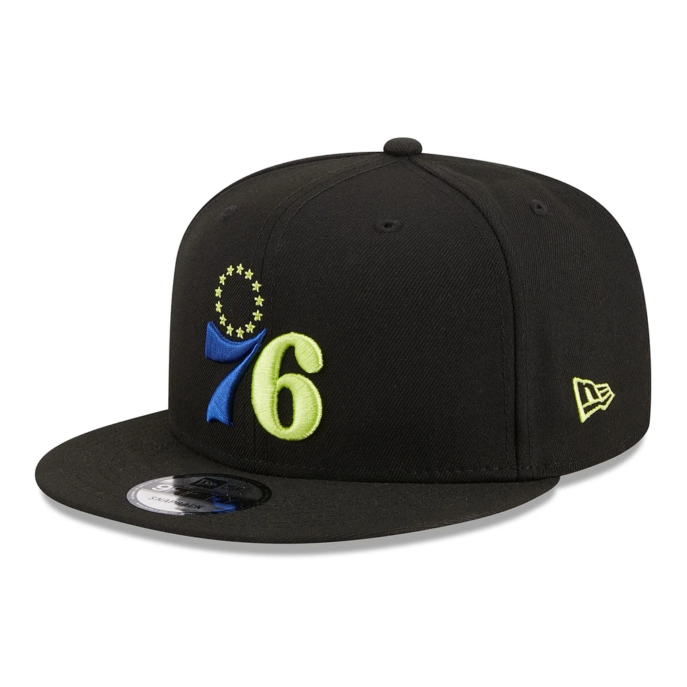 Casquette Snapback New Era Philadelphia 76ers Neon Pop 9FIFTY noire pour homme