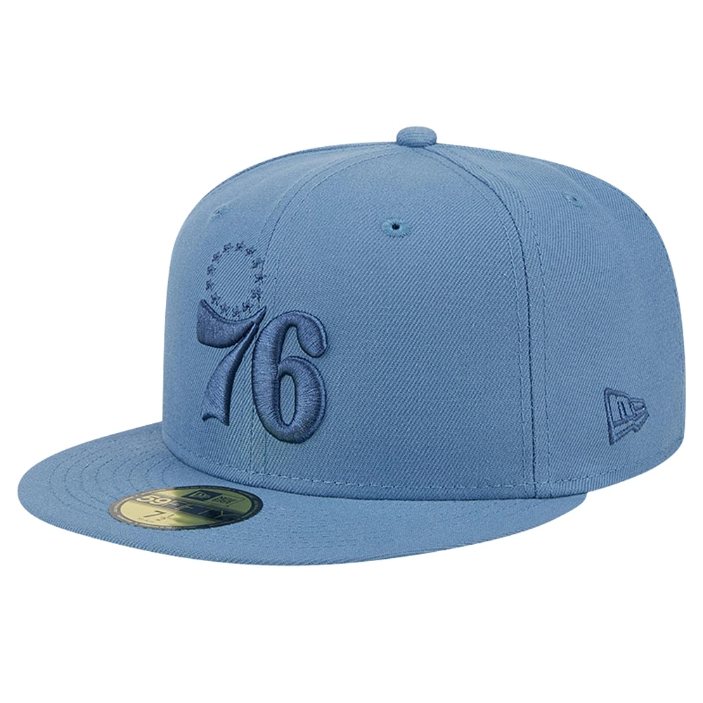 Men's New Era Blue Philadelphia 76ers Color Pack Faded Tonal 59FIFTY Fitted Hat