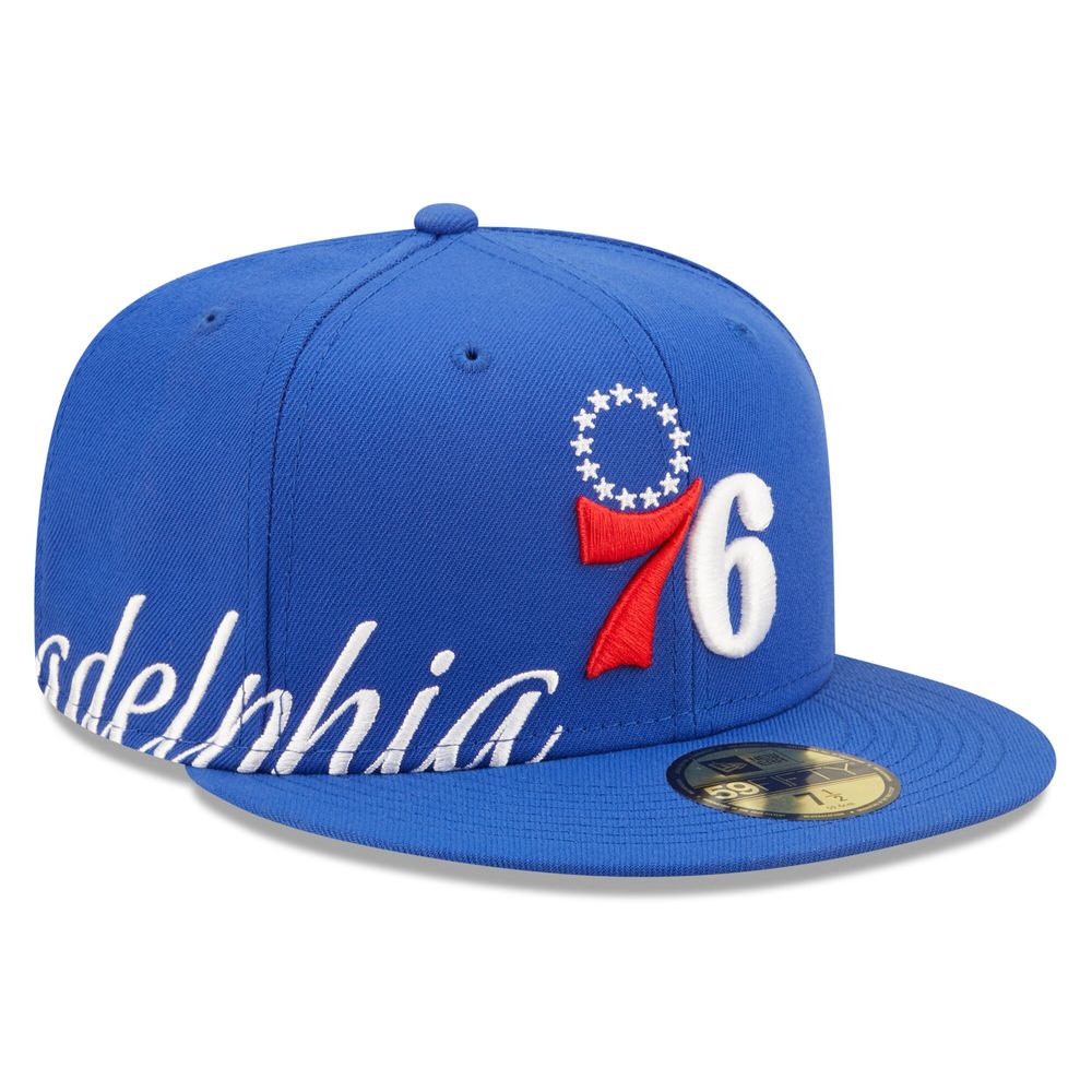 Men's New Era Blue Philadelphia 76ers Side Split 59FIFTY - Fitted Hat