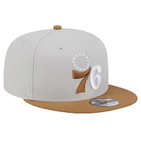 Casquette Snapback 9FIFTY 2 tons New Era crème/beige pour hommes des Philadelphia 76ers Color Pack