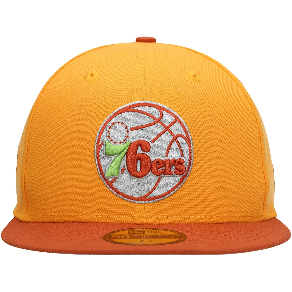 Men's New Era Gold/Rust Philadelphia 76ers 59FIFTY Fitted Hat