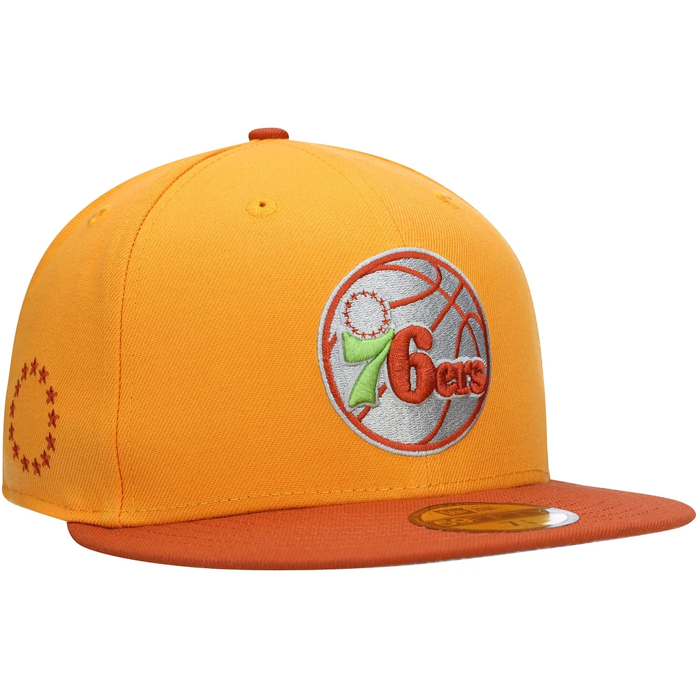 Men's New Era Gold/Rust Philadelphia 76ers 59FIFTY Fitted Hat