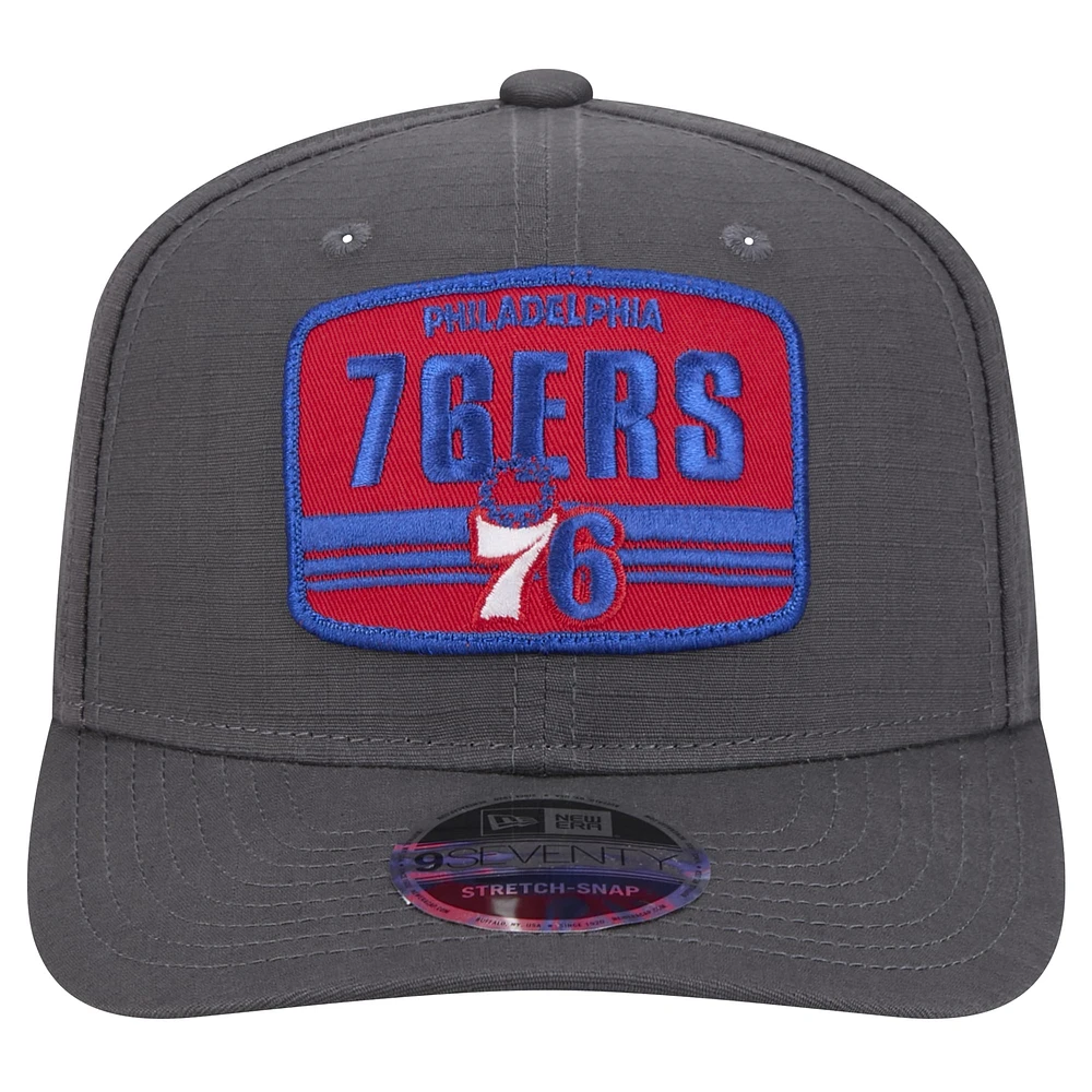 Men's New Era Graphite Philadelphia 76ers Team Elevated Patch 9SEVENTY Adjustable Hat