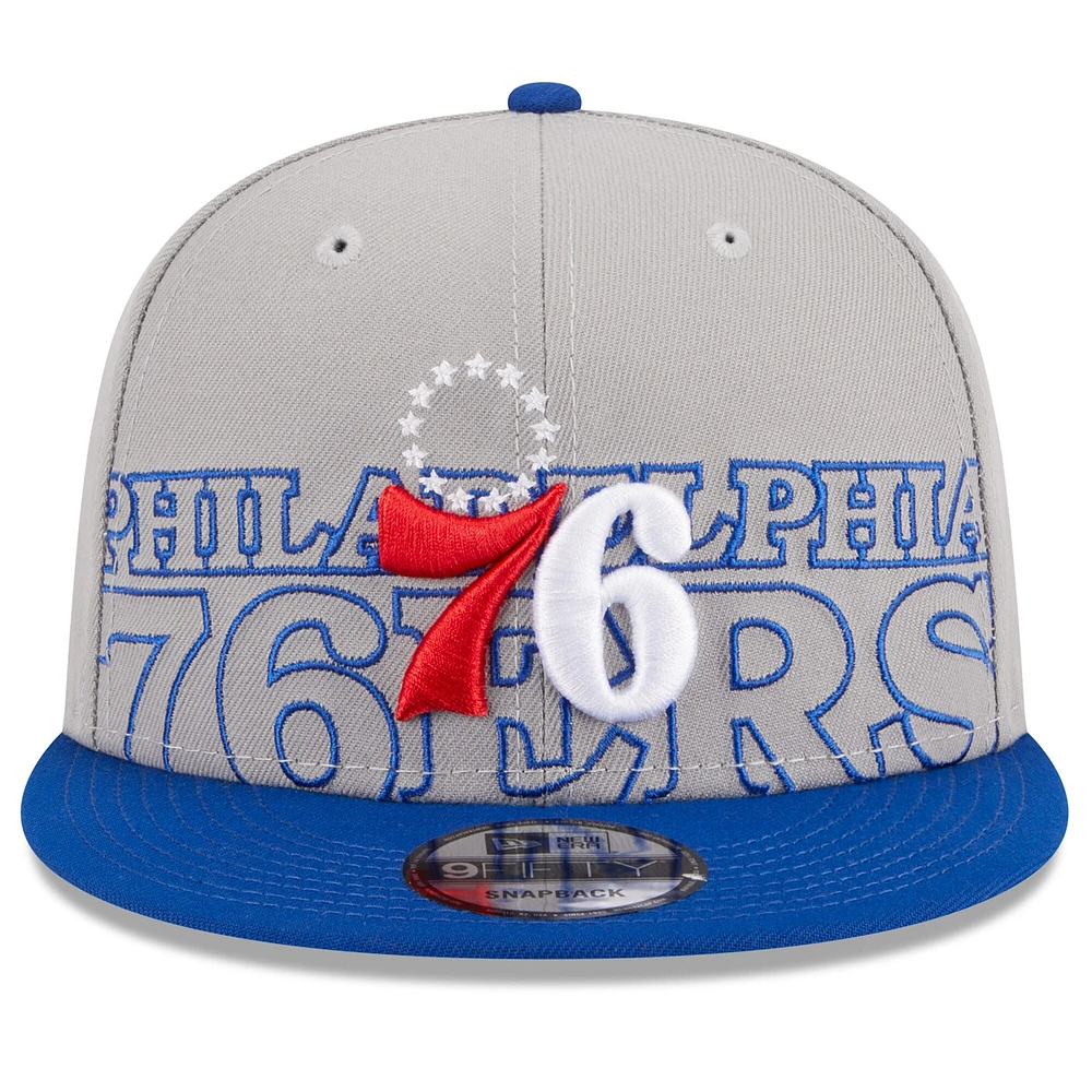 Men's New Era  Gray/Royal Philadelphia 76ers 2023 NBA Draft Two-Tone 9FIFTY Snapback Hat