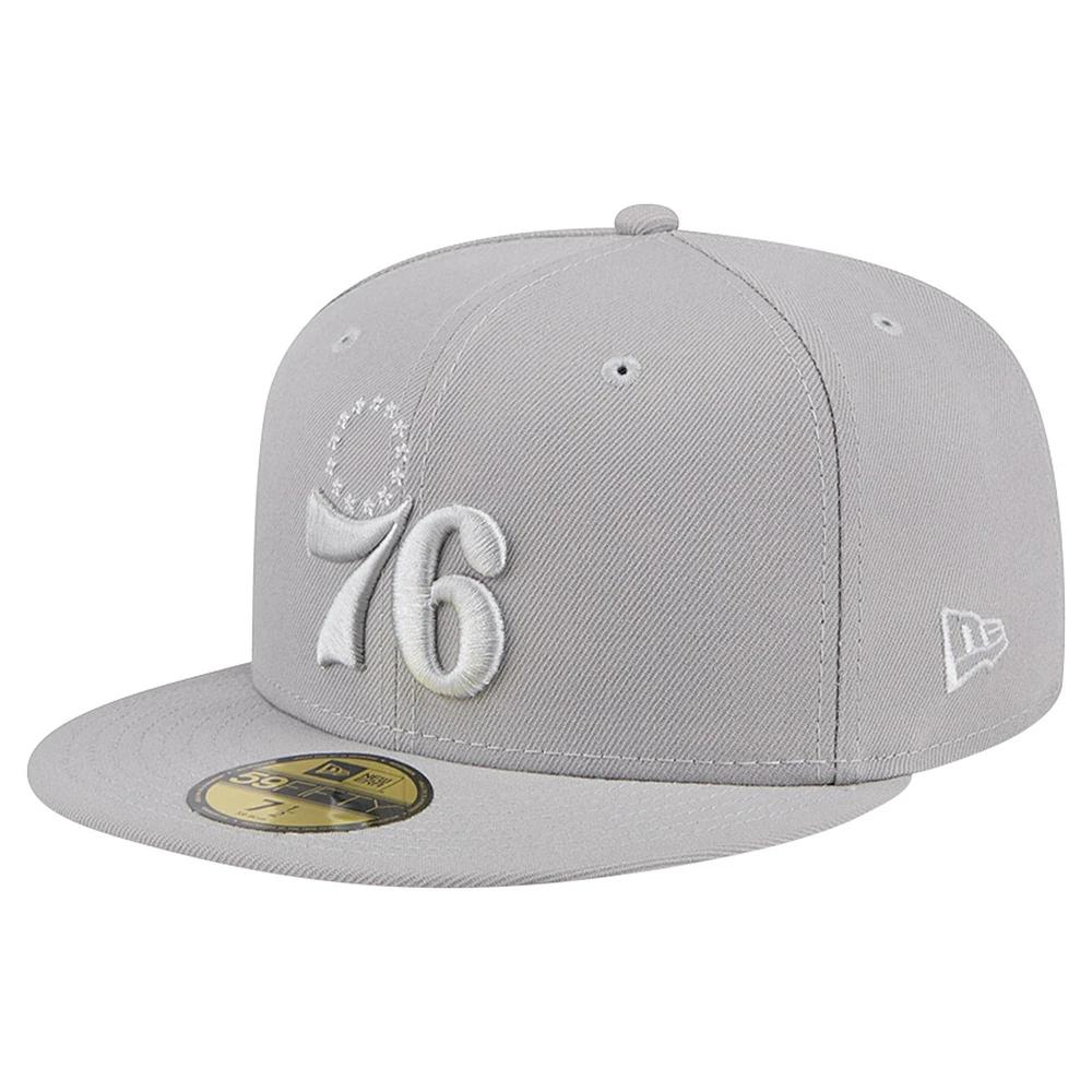 Men's New Era Gray Philadelphia 76ers Color Pack 59FIFTY Fitted Hat