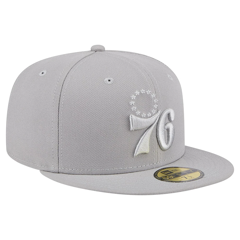 Men's New Era Gray Philadelphia 76ers Color Pack 59FIFTY Fitted Hat