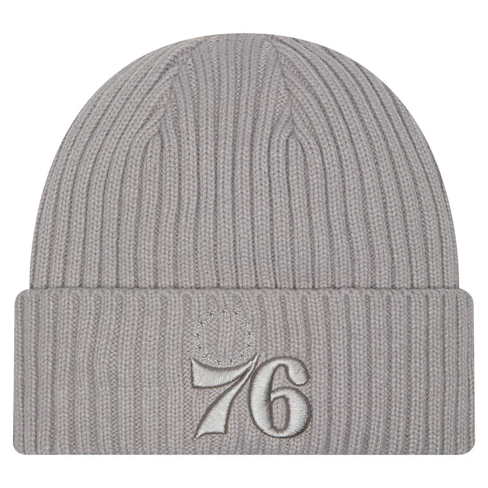 Bonnet en tricot à revers Philadelphia 76ers gris New Era pour homme