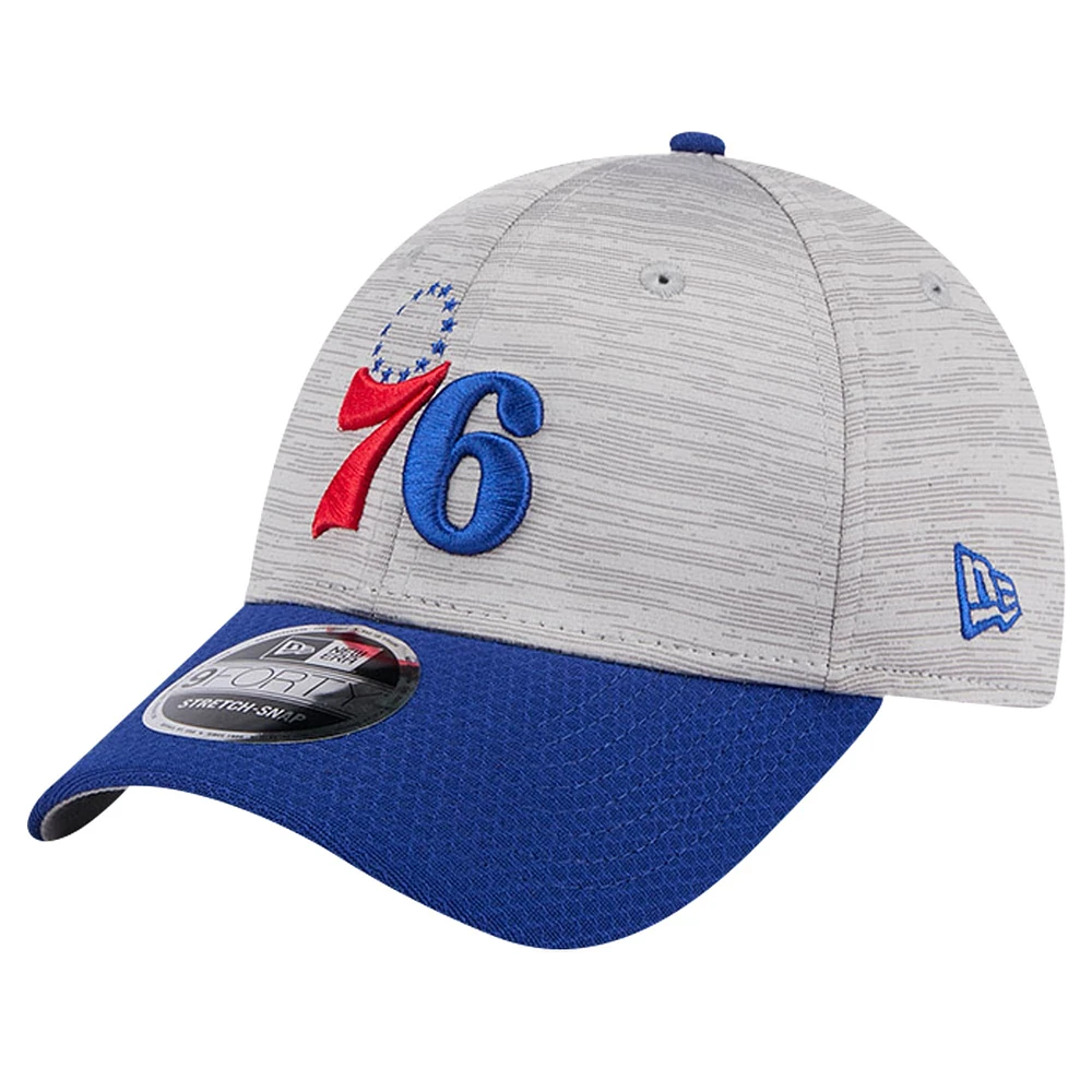 Men's New Era Heather Gray/Royal Philadelphia 76ers Active Digi-Tech Two-Tone 9FORTY Adjustable Hat