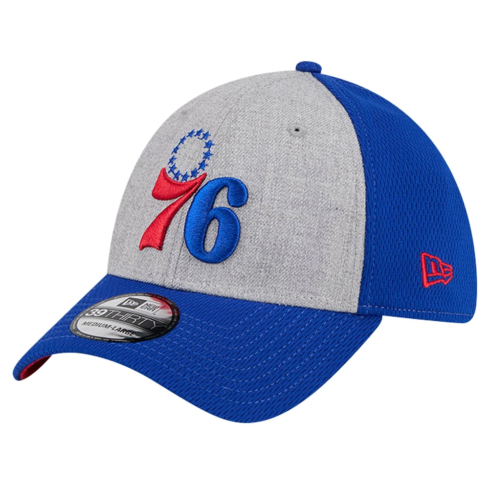 Men's New Era Heather Gray/Royal Philadelphia 76ers Two-Tone 39THIRTY Flex Hat