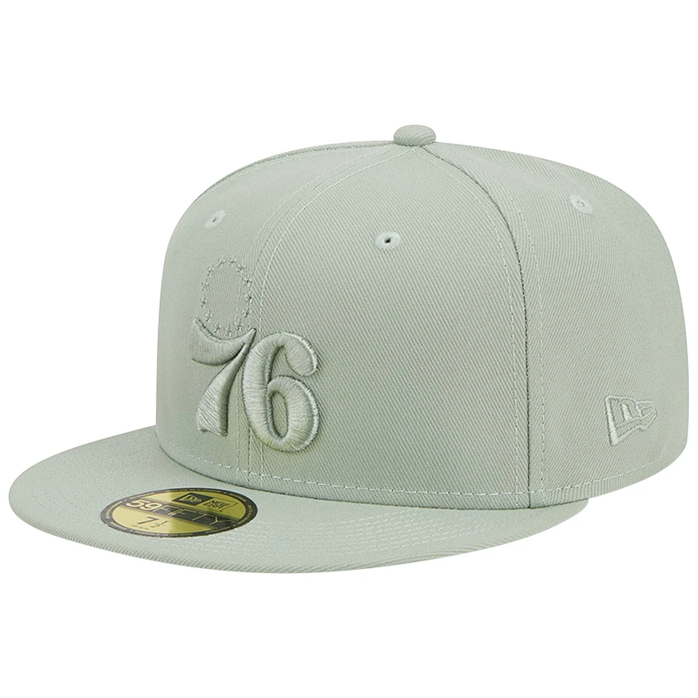 Men's New Era Light Green Philadelphia 76ers Sage Color Pack 59FIFTY Fitted Hat