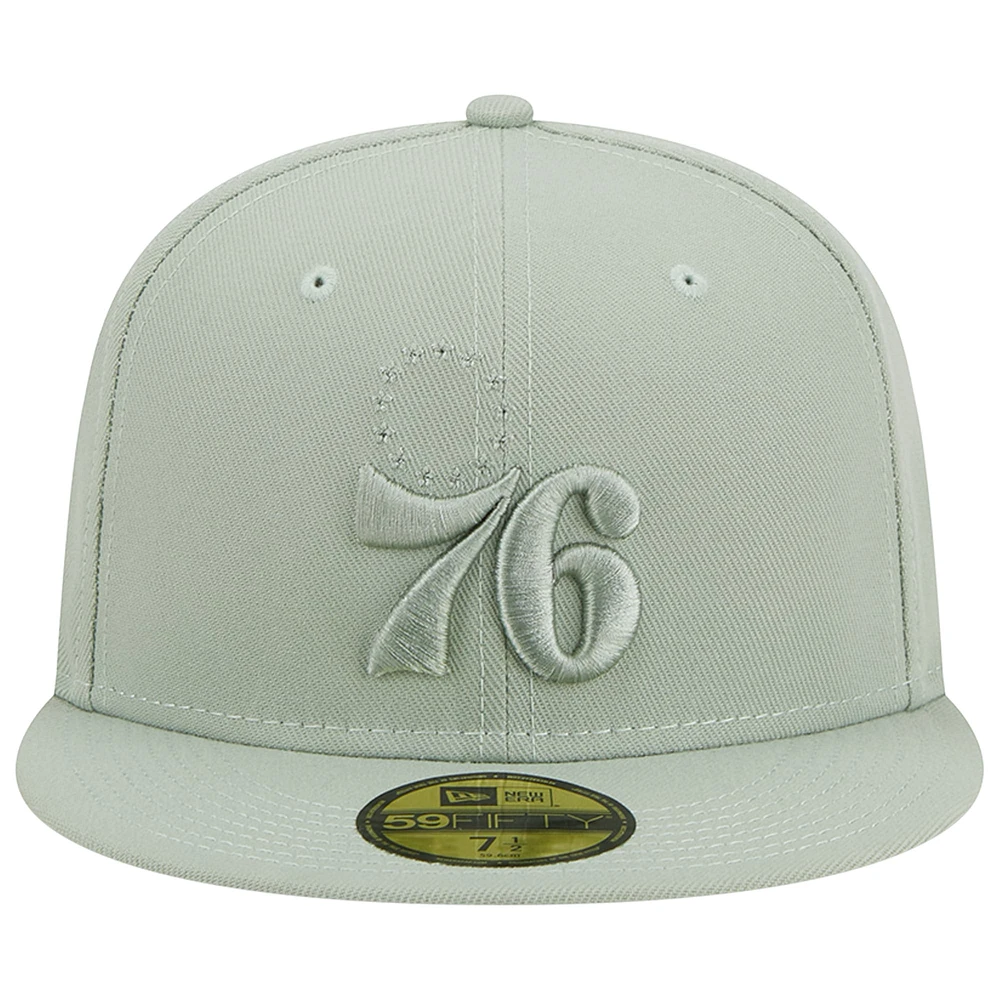 Men's New Era Light Green Philadelphia 76ers Sage Color Pack 59FIFTY Fitted Hat