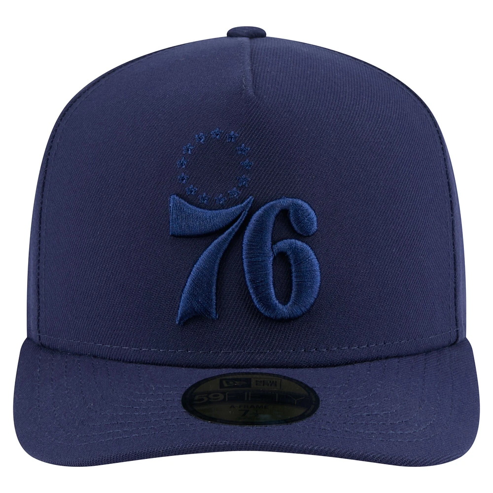 Men's New Era  Navy Philadelphia 76ers Colorpack A-Frame Pinch Front 59FIFTY Fitted Hat