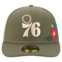 Casquette ajustée 59FIFTY olive Philadelphia 76ers pour homme New Era à fleurs ton sur