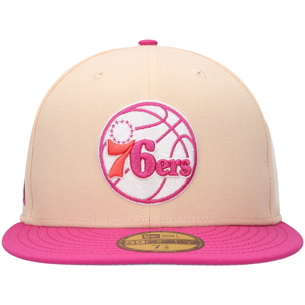 Men's New Era Orange/Pink Philadelphia 76ers Passion Mango 59FIFTY Fitted Hat