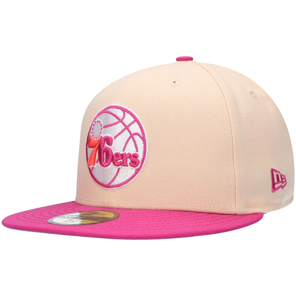 Men's New Era Orange/Pink Philadelphia 76ers Passion Mango 59FIFTY Fitted Hat