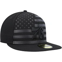 Men's New Era Philadelphia 76ers Black on Tonal Flag 59FIFTY Fitted Hat