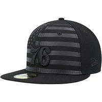 Men's New Era Philadelphia 76ers Black on Tonal Flag 59FIFTY Fitted Hat