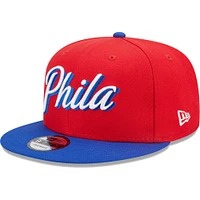 Men's New Era Red/Royal Philadelphia 76ers Jersey Hook Statement Edition 9FIFTY Snapback Hat