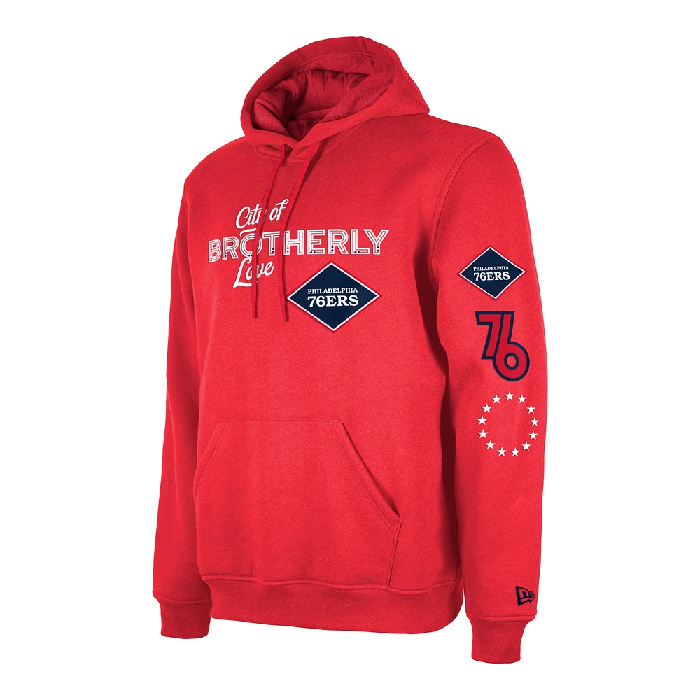 Sweat à capuche New Era rouge pour hommes des Philadelphia 76ers 2023/24 City Edition Big & Tall