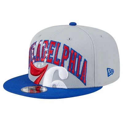 Casquette Snapback 9FIFTY Tip-Off 9FIFTY des Philadelphia 76ers New Era, bleu royal/gris pour hommes