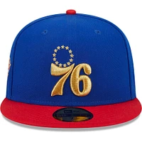 Casquette ajustée 59FIFTY New Era Royal/Red Philadelphia 76ers Gameday Gold Pop Stars pour hommes