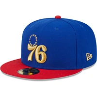 Casquette ajustée 59FIFTY New Era Royal/Red Philadelphia 76ers Gameday Gold Pop Stars pour hommes