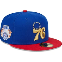 Casquette ajustée 59FIFTY New Era Royal/Red Philadelphia 76ers Gameday Gold Pop Stars pour hommes