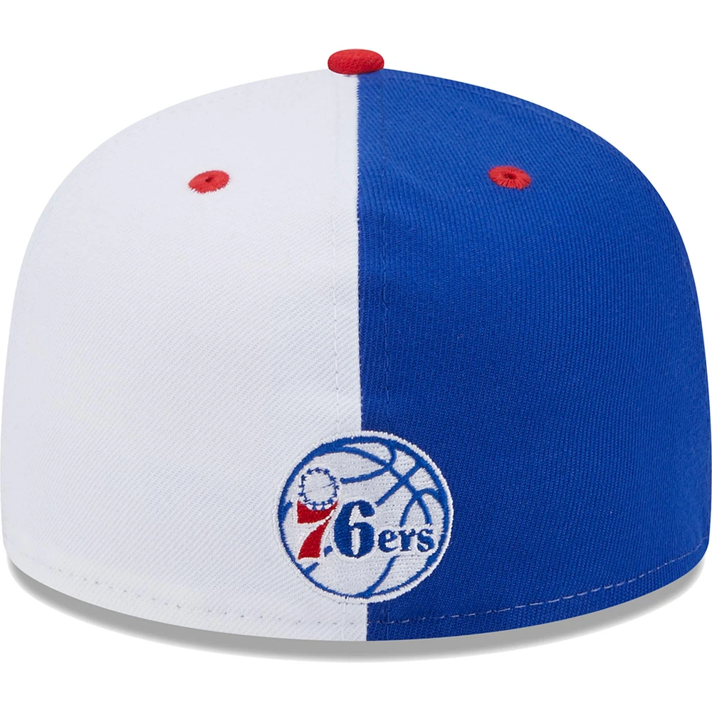 Casquette ajustée New Era Philadelphia 76ers Script Pinwheel 59FIFTY pour homme, bleu royal/blanc