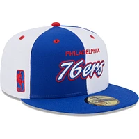 Casquette ajustée New Era Philadelphia 76ers Script Pinwheel 59FIFTY pour homme, bleu royal/blanc