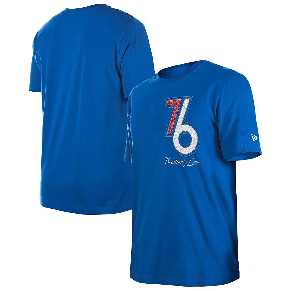 Men's New Era  Royal Philadelphia 76ers 2024/25 City Edition Chenille Heavyweight T-Shirt