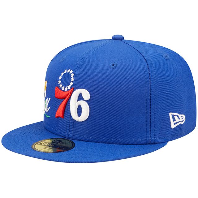 Casquette ajustée New Era Royal Philadelphia 76ers 3x NBA Finals Champions Crown 59FIFTY pour homme