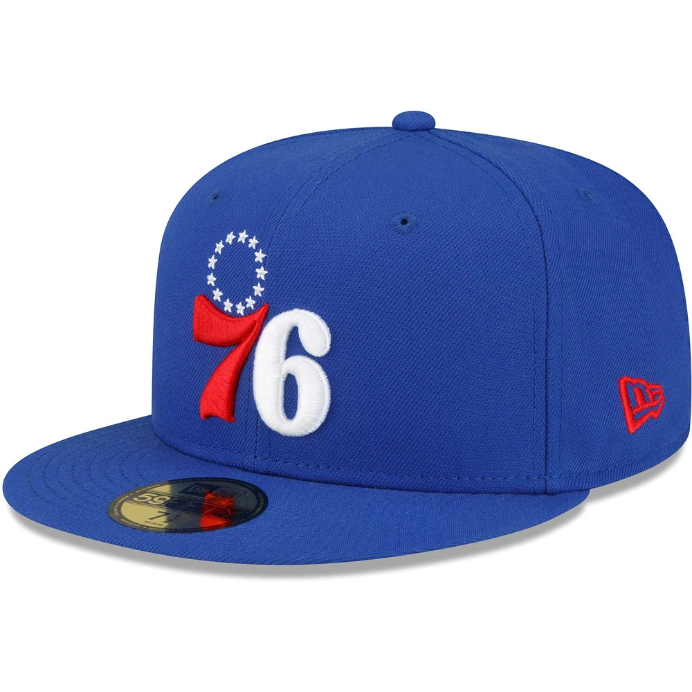 NWE 76ERS BLEU NBA SUMMER 22 SOUS-VISEUR AVEC LOGO DOUBLE TON 59FIFTY HATMENHIC