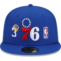 Casquette ajustée 59FIFTY pour homme New Era Royal Philadelphia 76ers 3x champions du monde Comptez les anneaux